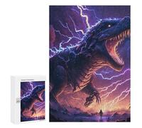 Puzzle 300 PCS pour Adolescents Jurassic Thunder T-Rex Vs. Lightning Storm Puzzle Adulte Jeux Familiaux Cadeau d'anniversaire Cadeaux d'anniversaire Uniques 300 PCS