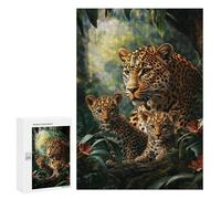 Puzzle 300 PCS pour Adolescents Leopard Family in Amazon Rainforest-2 Puzzles pour Adultes : Améliorent La Mémoire, Difficiles Et Stimulants, Cadeaux De Noël Et d'anniversaire 300 PCS