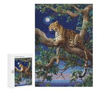 Puzzle 300 PCS pour Adolescents Leopard in Moonlit Tree Puzzle pour Adolescents Améliore La Mémoire Défi À Compléter Amusant en Famille Et Soirée Jeux 300 PCS