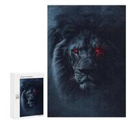 Puzzle 300 PCS pour Adolescents Lion Dark Black Evil Glow Puzzles pour Adultes Jeux De Détente Décoration Intérieure Cadeaux Uniques pour Anniversaire Et Noël 300 PCS