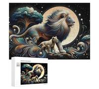 Puzzle 300 PCS pour Adolescents Magical Lion Moon Artwork Puzzles pour Adultes Jeux De Détente Décoration Parfaite Interaction Parent-Enfant 300 PCS
