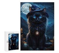 Puzzle 300 PCS pour Adolescents Magical Moonlit Cat Necklace Puzzle pour Adolescents Améliore La Mémoire Défi À Compléter Amusant en Famille Et Soirée Jeux 300 PCS