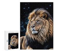 Puzzle 300 PCS pour Adolescents Majestic Lion Under Stars Jeux De Puzzle Relaxants, Défi Difficile, Cadeaux Uniques pour Anniversaire Et Noël 300 PCS