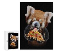 Puzzle 300 PCS pour Adolescents Mignon Rouge Panda Love Pizza Puzzle pour Adultes Jouet Décoration Murale Dur Dur Rentable Compléter 300 PCS