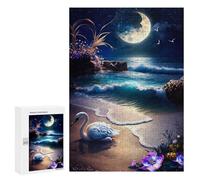 Puzzle 300 PCS pour Adolescents Moonlit Beach Serenity Puzzle pour Adultes, Jouet, Décoration Murale, Améliore La Mémoire, Aide À Exercer Le Cerveau 300 PCS