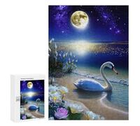 Puzzle 300 PCS pour Adolescents Moonlit Beach Swan Puzzles pour Adultes Jeu Familial Course De Vitesse Manuelle Cadeaux Anti-Stress 300 PCS