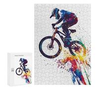 Puzzle 300 PCS pour Adolescents Mountain Biker in Flight Puzzle Adulte Jeu Manuel Décoration Intérieure Cadeaux Uniques pour Anniversaire Et Noël 300 PCS