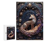 Puzzle 300 PCS pour Adolescents Mythical Red Fox Art Deco Puzzle Adulte Jeu Manuel Décoration Intérieure Cadeaux Uniques pour Anniversaire Et Noël 300 PCS