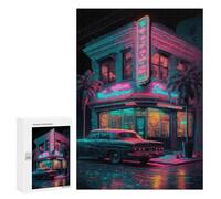 Puzzle 300 PCS pour Adolescents Neon Nights in Miami Puzzles pour Adultes Jeu Familial Course De Vitesse Manuelle Cadeaux Anti-Stress 300 PCS