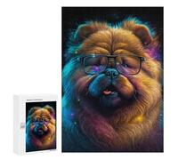 Puzzle 300 PCS pour Adolescents Neon Pup Glasses Art Print Puzzle pour Adolescents Améliore La Mémoire Défi À Compléter Amusant en Famille Et Soirée Jeux 300 PCS