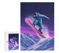 Puzzle 300 PCS pour Adolescents Neon Snowboarder in Action Puzzle pour Adolescents Améliore La Mémoire Défi À Compléter Amusant en Famille Et Soirée Jeux 300 PCS