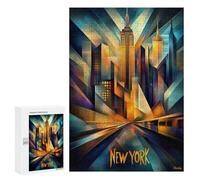 Puzzle 300 PCS pour Adolescents New York Dynamic Cubism - Modern Geometric Skyline Casse-têtes pour Adultes Jeux Relaxants Analyse Et Logique Interaction Parent-Enfant 300 PCS