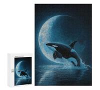 Puzzle 300 PCS pour Adolescents Orca Leaping Under The Moon Casse-têtes pour Adultes Jeux Relaxants Analyse Et Logique Interaction Parent-Enfant 300 PCS