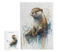 Puzzle 300 PCS pour Adolescents Otter Joy Watercolor Puzzle Jeux De Famille Assemblage De Motifs Cadeaux Uniques pour Anniversaire Et Noël 300 PCS