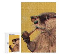 Puzzle 300 PCS pour Adolescents Otter Smokes Puzzle Adulte Jeu Manuel Décoration Intérieure Cadeaux Uniques pour Anniversaire Et Noël 300 PCS