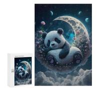 Puzzle 300 PCS pour Adolescents Panda Dreams in Moonlit Sky Puzzle Adulte Jeu Manuel Décoration Intérieure Cadeaux Uniques pour Anniversaire Et Noël 300 PCS
