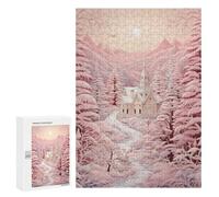 Puzzle 300 PCS pour Adolescents Powder Pink Winter Puzzle Adulte Jeu Manuel Décoration Intérieure Cadeaux Uniques pour Anniversaire Et Noël 300 PCS