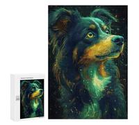 Puzzle 300 PCS pour Adolescents Radiant Border Collie Portrait Jeux De Puzzle Relaxants, Défi Difficile, Cadeaux Uniques pour Anniversaire Et Noël 300 PCS