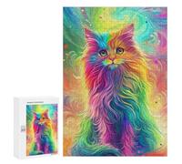 Puzzle 300 PCS pour Adolescents Rainbow Cat Art Print Puzzle pour Adolescents Améliore La Mémoire Défi À Compléter Amusant en Famille Et Soirée Jeux 300 PCS