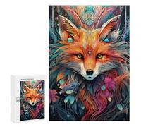 Puzzle 300 PCS pour Adolescents Red Fox Potrait Abstract Puzzles pour Adultes Jeux Relaxants Décoration Intérieure Cadeaux Uniques pour Anniversaire Et Noël 300 PCS