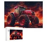 Puzzle 300 PCS pour Adolescents Red Tractor Sunset Scene Puzzles pour Adultes Jeu Familial Course De Vitesse Manuelle Cadeaux Anti-Stress 300 PCS