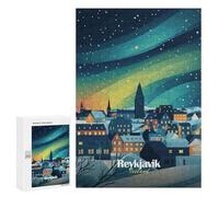 Puzzle 300 PCS pour Adolescents Reykjavik Northern Lights Puzzle Jeux De Famille Assemblage De Motifs Cadeaux Uniques pour Anniversaire Et Noël 300 PCS
