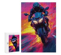 Puzzle 300 PCS pour Adolescents Ride Like The Wind Motorcycle Speed Art Puzzle pour Adolescents Améliore La Mémoire Défi À Compléter Amusant en Famille Et Soirée Jeux 300 PCS