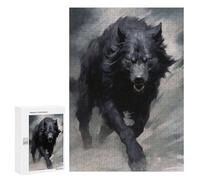 Puzzle 300 PCS pour Adolescents Running Black Wolf Puzzle Adulte Jeu Manuel Décoration Intérieure Cadeaux Uniques pour Anniversaire Et Noël 300 PCS
