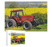Puzzle 300 PCS pour Adolescents Rustic Red Tractor Amidst Vibrant Yellow Fields Puzzles pour Adultes Jeux De Détente Décoration Parfaite Interaction Parent-Enfant 300 PCS