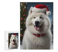 Puzzle 300 PCS pour Adolescents Samoyed Dog Xmas Jeux De Puzzle Relaxants, Défi Difficile, Cadeaux Uniques pour Anniversaire Et Noël 300 PCS
