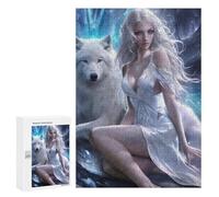 Puzzle 300 PCS pour Adolescents Snow Queen with Wolf Puzzles pour Adultes : Améliorent La Mémoire, Difficiles Et Stimulants, Cadeaux De Noël Et d'anniversaire 300 PCS