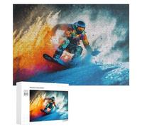 Puzzle 300 PCS pour Adolescents Snowboarder in Action Bold Colors Puzzle pour Adultes Jeu De Réflexion, Analyse Et Logique, Idéal comme Cadeau 300 PCS