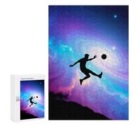Puzzle 300 PCS pour Adolescents Soccer Player in Space Puzzles pour Adultes Jeux De Détente Décoration Intérieure Cadeaux Uniques pour Anniversaire Et Noël 300 PCS