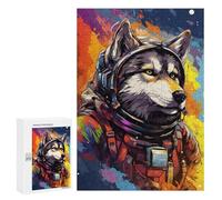 Puzzle 300 PCS pour Adolescents Space Wolf Astronaut Suit Puzzle pour Adolescents Améliore La Mémoire Défi À Compléter Amusant en Famille Et Soirée Jeux 300 PCS