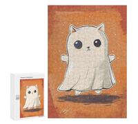 Puzzle 300 PCS pour Adolescents Spooky Halloween Cat Ghost Puzzle Jeux De Famille Assemblage De Motifs Cadeaux Uniques pour Anniversaire Et Noël 300 PCS