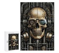 Puzzle 300 PCS pour Adolescents Steampunk Headphones Skull Puzzle Adulte Jeu Manuel Décoration Intérieure Cadeaux Uniques pour Anniversaire Et Noël 300 PCS