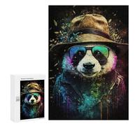 Puzzle 300 PCS pour Adolescents Stylish Panda Art Print Puzzle pour Adolescents Améliore La Mémoire Défi À Compléter Amusant en Famille Et Soirée Jeux 300 PCS