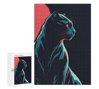 Puzzle 300 PCS pour Adolescents Stylized Panther Illustration Puzzle Adulte Jeu Manuel Décoration Intérieure Cadeaux Uniques pour Anniversaire Et Noël 300 PCS