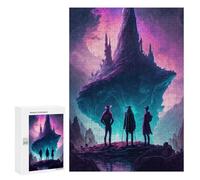 Puzzle 300 PCS pour Adolescents Three Figures Gazing at A Floating Island Puzzle Jeux De Famille Assemblage De Motifs Cadeaux Uniques pour Anniversaire Et Noël 300 PCS
