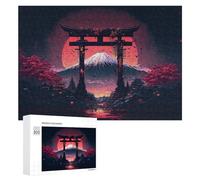 Puzzle 300 PCS pour Adolescents Torii Gate and Mount Fuji at Sunset -1 Puzzles pour Adultes Jeu Familial Course De Vitesse Manuelle Cadeaux Anti-Stress 300 PCS
