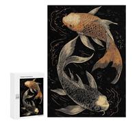 Puzzle 300 PCS pour Adolescents Two Koi Fish Yin Yang Puzzle Adulte Jeu Manuel Décoration Intérieure Cadeaux Uniques pour Anniversaire Et Noël 300 PCS