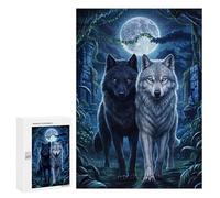 Puzzle 300 PCS pour Adolescents Two Wolf in Jungle Puzzle Jeux De Famille Assemblage De Motifs Cadeaux Uniques pour Anniversaire Et Noël 300 PCS