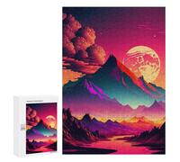 Puzzle 300 PCS pour Adolescents Vibrant Mountain Sunset Landscape Puzzles pour Adultes Jeu Familial Course De Vitesse Manuelle Cadeaux Anti-Stress 300 PCS