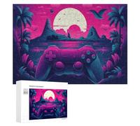 Puzzle 300 PCS pour Adolescents Vibrant Tropical Sunset with Game Controller Puzzle pour Adultes Jeu De Réflexion, Analyse Et Logique, Idéal comme Cadeau 300 PCS