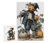 Puzzle 300 PCS pour Adolescents Vintage Halloween Pumpkin Scarecrow Illustration Jeux De Puzzle Relaxants, Défi Difficile, Cadeaux Uniques pour Anniversaire Et Noël 300 PCS
