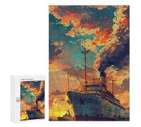 Puzzle 300 PCS pour Adolescents Vivid Sunset Cruise Ship Artwork Puzzles pour Adultes : Améliorent La Mémoire, Difficiles Et Stimulants, Cadeaux De Noël Et d'anniversaire 300 PCS