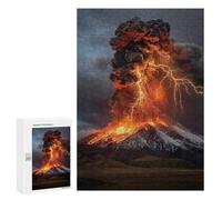 Puzzle 300 PCS pour Adolescents Volcano Eruption with Lightning Strikes-3 Puzzles pour Adultes : Améliorent La Mémoire, Difficiles Et Stimulants, Cadeaux De Noël Et d'anniversaire 300 PCS