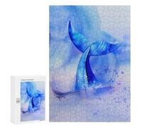 Puzzle 300 PCS pour Adolescents Whale Tail Watercolor Jeux De Puzzle Relaxants, Défi Difficile, Cadeaux Uniques pour Anniversaire Et Noël 300 PCS