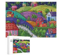 Puzzle 300 PCS pour Adolescents Whimsical Village Night Scene Wall Mural Puzzle pour Adultes Jeu De Réflexion, Analyse Et Logique, Idéal comme Cadeau 300 PCS