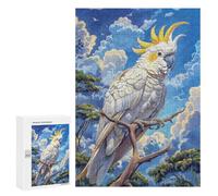 Puzzle 300 PCS pour Adolescents White Cockatoo on Branch Puzzle Adulte Jeu Manuel Décoration Intérieure Cadeaux Uniques pour Anniversaire Et Noël 300 PCS